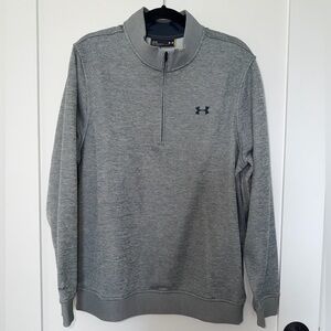 Men’s Under Armour Gray Pull Over Half Zip Sweater size large great condition